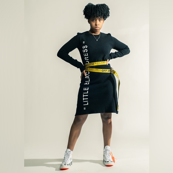 OFF-WHITE 🖤 “LITTLE BLACK DRESS” Sweater Mini Dress - Picture 6 of 16